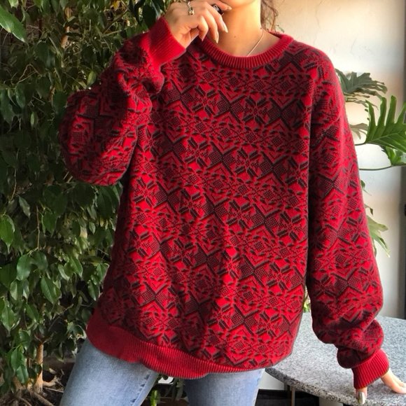 SOLD Chaps | Oversized Fair Isle Knit Sweater - Picture 5 of 9